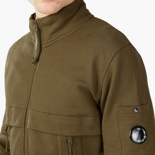 Load image into Gallery viewer, Cp Company Diagonal Raised Fleece Full Zip Lens Sweatshirt in Butternut Brown
