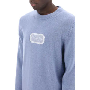 Dior Cashmere Embroidered Sweatshirt In Baby Blue