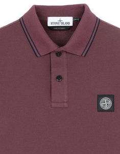 Stone Island Short Sleeve Stretch Slim Fit Polo Shirt In Burgundy