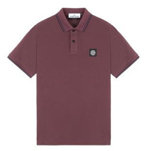 Stone Island Short Sleeve Stretch Slim Fit Polo Shirt In Burgundy