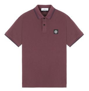 Stone Island Short Sleeve Stretch Slim Fit Polo Shirt In Burgundy TET Clothing