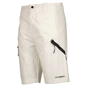 Cp Company Rip-Stop Cargo Bermuda Shorts In White