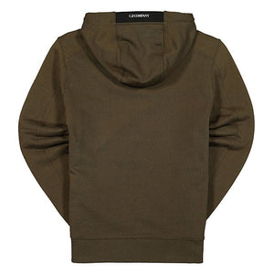 Cp Company Heavy Lens Overhead Hoodie In Ivy Green