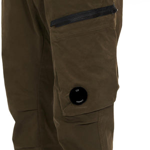 Cp Company Sateen Stretch Cargo Pants In Ivy Green