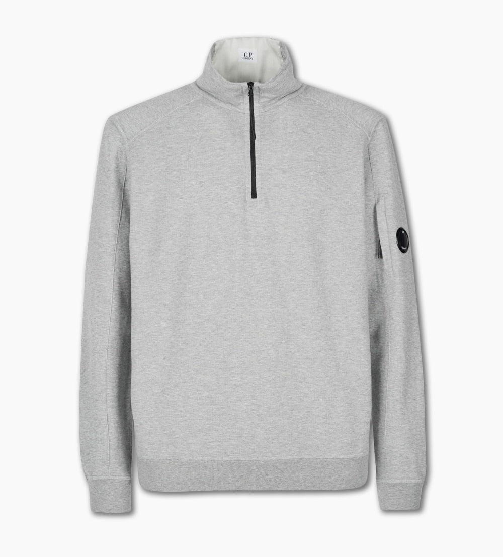 Cp Company Light Fleece Lens Quarter Zip In Grey