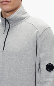 Cp Company Light Fleece Lens Quarter Zip In Grey