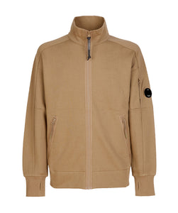 Cp Company Polo Collar Full Zip In Lead Grey