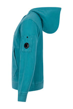 Load image into Gallery viewer, Cp Company Resist Dyed Cotton Lens Overhead Hoodie in Tile Blue
