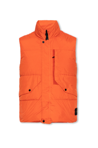 Stone Island Garment Dyed Crinkle Reps Gilet In Orange