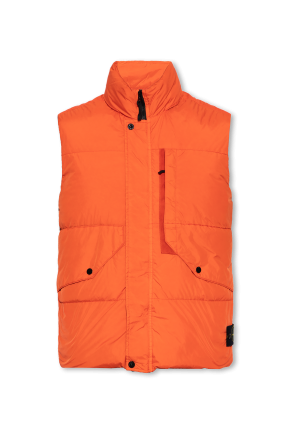 Stone Island Garment Dyed Crinkle Reps Gilet In Orange