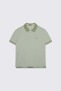 Cp Company Tacting Piquet Logo Polo Shirt In Bronze Green