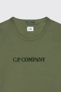 Cp Company Mercerized Jersey 30/2 Logo T-Shirt In Bronze Green