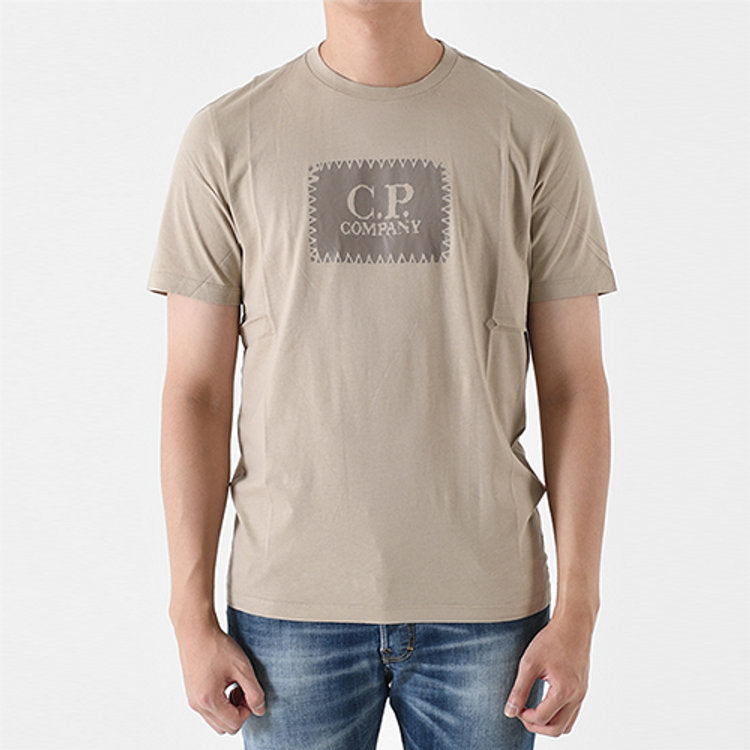 Cp Company Stamp Logo T-Shirt In Beige