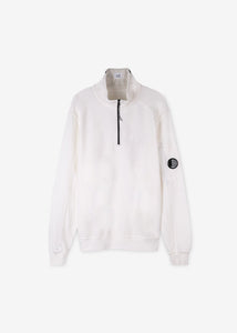 Cp Company Light Fleece Lens Quarter Zip In White