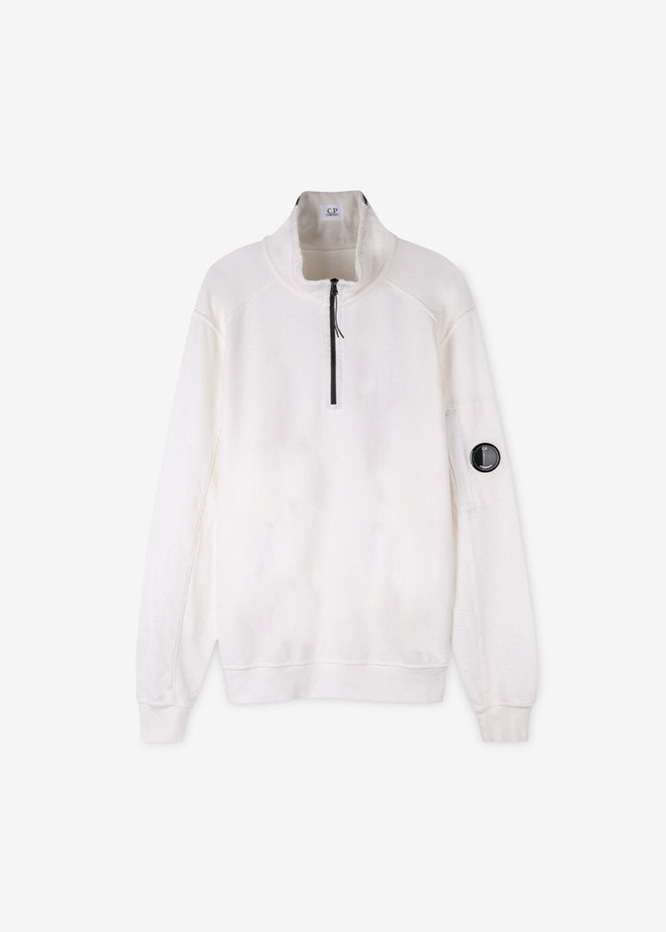 Cp Company Light Fleece Lens Quarter Zip In White