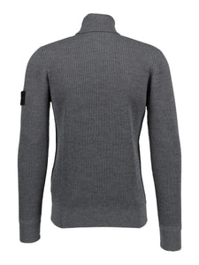 Stone Island Turtle Neck Ribbed Wool Sweatshirt Grey