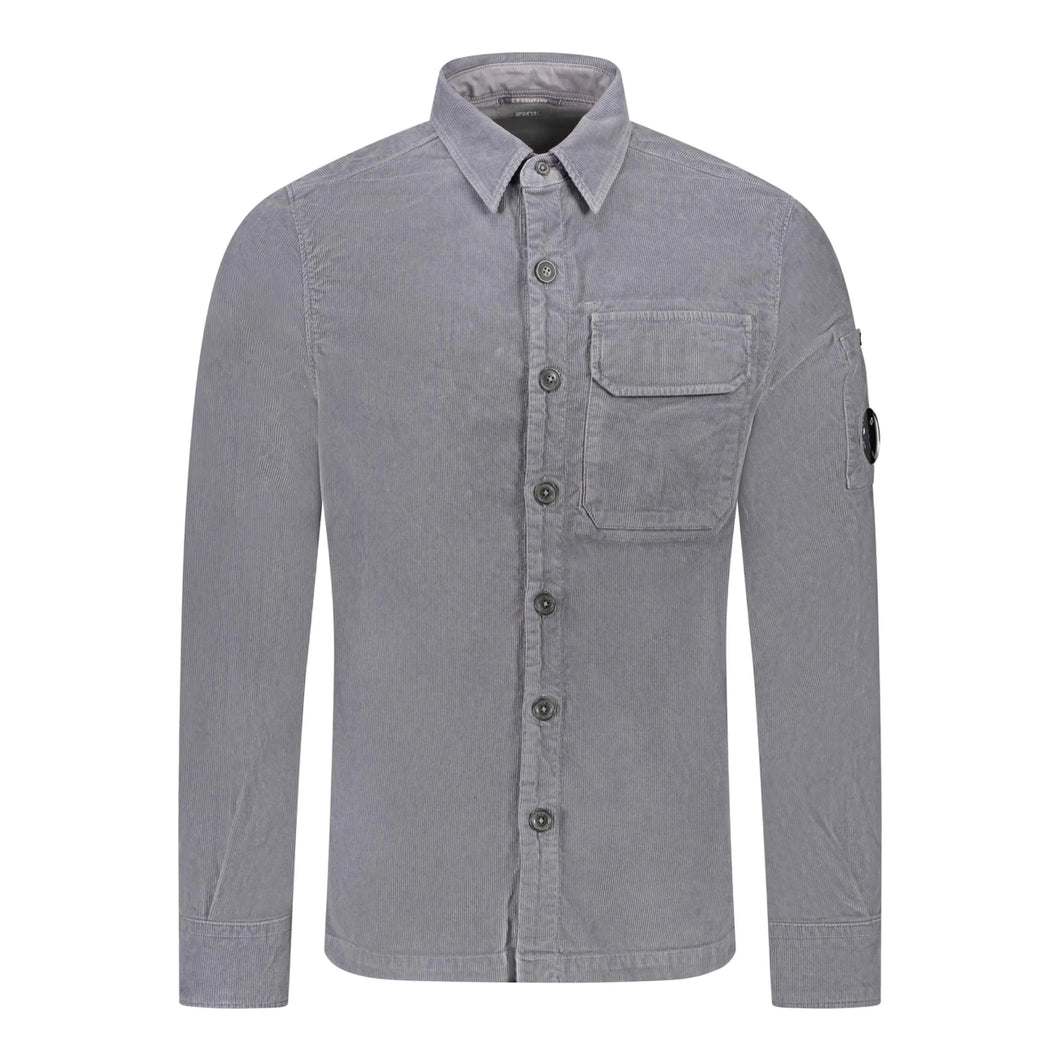 Cp Company Corduroy Button Up Shirt in Excalibur Grey