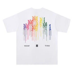 Amiri Drip Rainbow Logo T-Shirt White