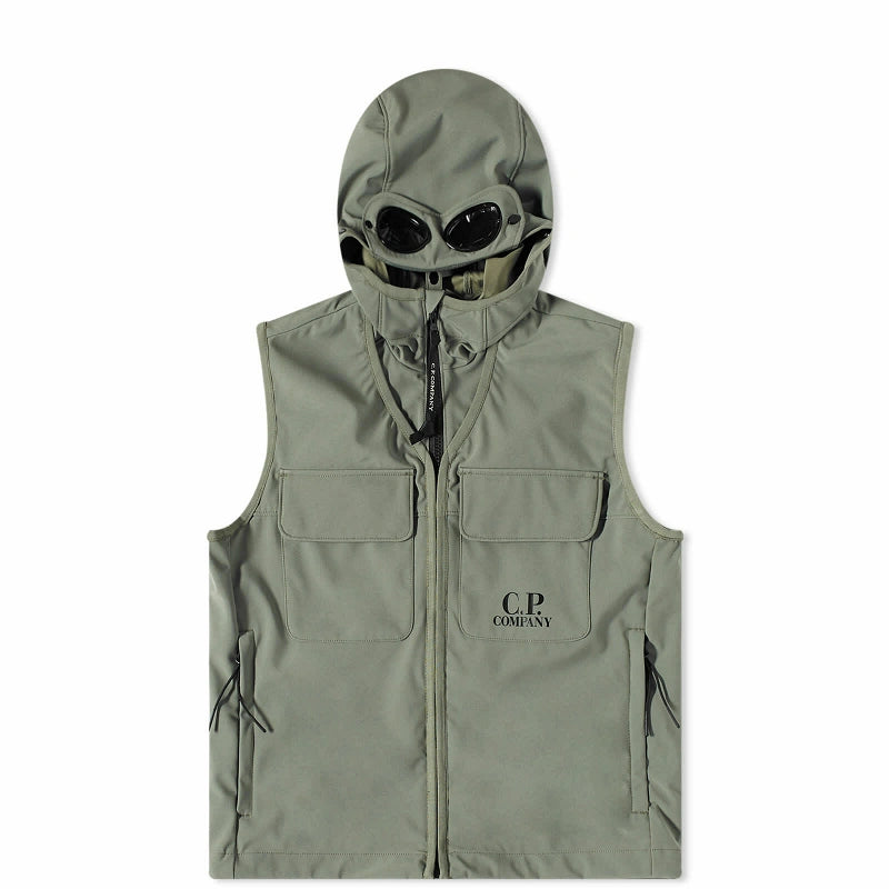 Cp Company Junior Shell R Goggle Logo Gilet Bronze Green