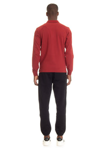 Cp Company Slim Fit Long Sleeve Stretch Piquet Polo Shirt in Red (Pre-Order: Due Approx. 28th Feb)