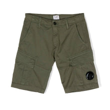 Load image into Gallery viewer, Cp Company Junior Lens Cargo Shorts in Bronze Green
