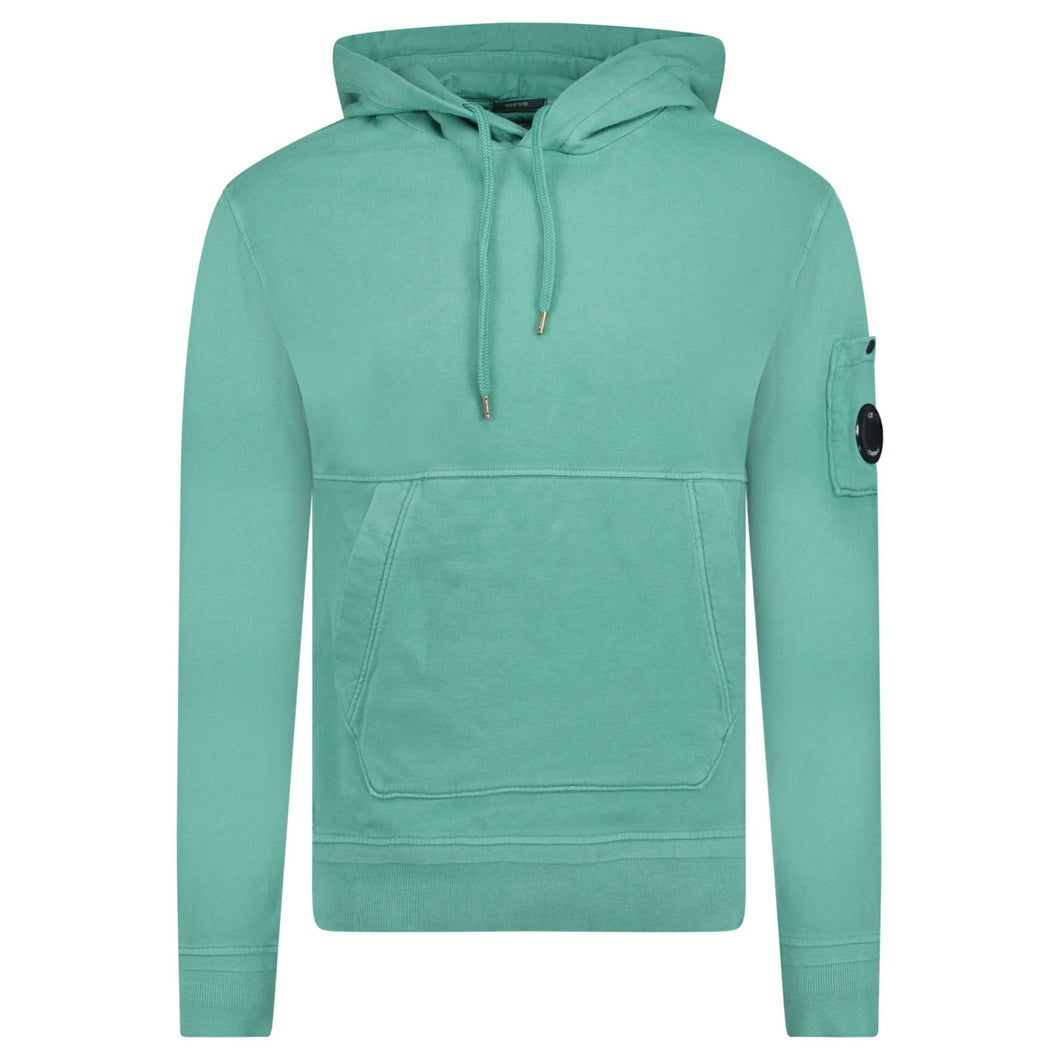 Cp Company Resist Dyed Cotton Lens Overhead Hoodie in Frosty Green