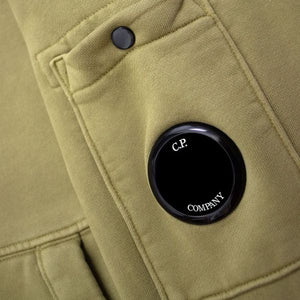 Cp Company Garment Dyed Overhead Lens Hoodie In Green Olive (Pre-Order: Due Approx. 28th Feb)