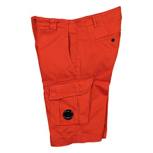 Load image into Gallery viewer, Cp Company Bermuda Satin Stretch Cargo Shorts in Fiery Red
