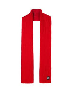 Stone Island Patch Logo Wool Scarf In Red