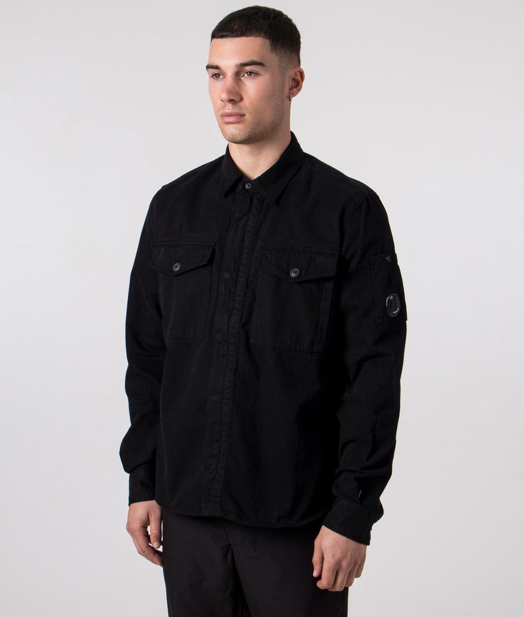 Cp Company Twill Emerized Shirt In Black