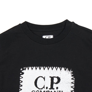 Cp Company Junior Long Sleeved Stamp Logo T-Shirt Black