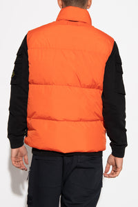 Stone Island Garment Dyed Crinkle Reps Gilet In Orange