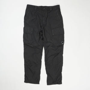 Cp Company Flatt Nylon Loose Fit Nylon Crago Pants In Black