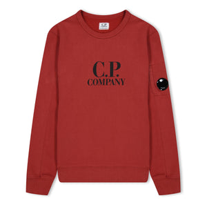 Cp Company Junior Big Logo Lens Crewneck Sweatshirt Red