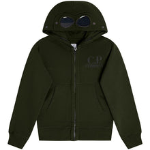 Load image into Gallery viewer, Cp Company Junior Goggle Full Zip Hoodie In Ivy Green
