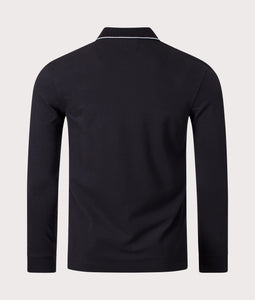 Cp Company Slim Fit Long Sleeve Stretch Piquet Polo Shirt in Black (Pre-Order: Due Approx. 28th Feb)