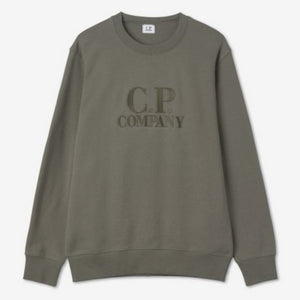 Cp Company Diagonal Raised Embroidered Logo Sweatshirt in Thyme