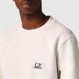 Cp Company Diagonal Raised Embroidered Logo Sweatshirt in White