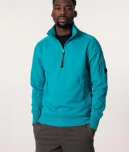 Load image into Gallery viewer, Cp Company Quarter Zip Polo Collar Sweatshirt In Tile Blue
