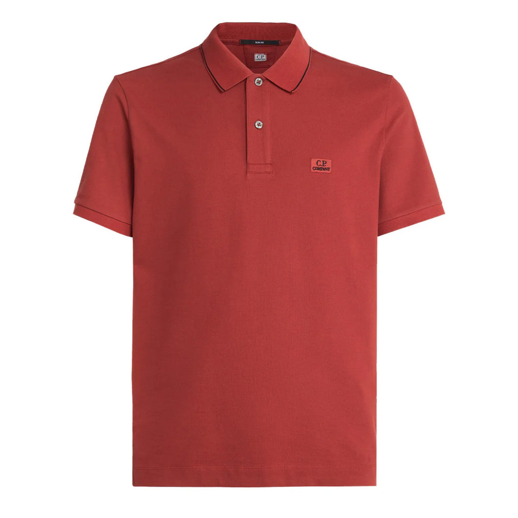 Cp Company Stretch Piquet Slim Fit Polo Shirt in Red (Pre-Order: Due Approx. 28th Feb)