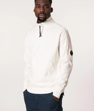 Load image into Gallery viewer, Cp Company Quarter Zip Polo Collar Sweatshirt In White
