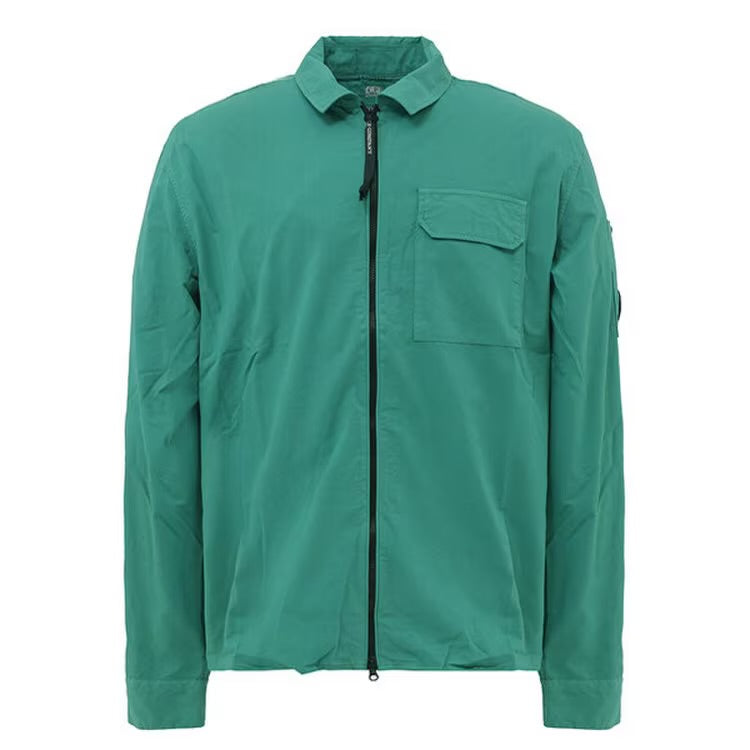 Cp Company Gabardine Full Zip Lens Shirt In Frosty Green (Pre-Order: Due Approx. 28th Feb)