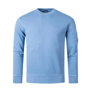 Cp Company Brushed Emerized Resist Dyed Lens Sweatshirt In Riviera Blue