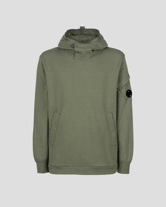 Cp Company Lens High Neck Overhead Hoodie In Thyme