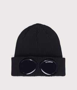 Cp Company Cotton Goggle Beanie In Black (Pre-Order: Due Approx. 28th Feb)