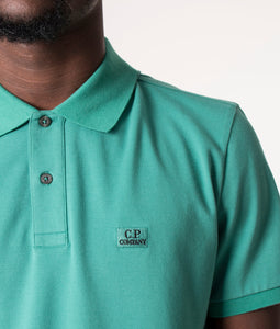 Cp Company Stretch Pique Polo In Frosty Green