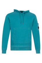 Load image into Gallery viewer, Cp Company Resist Dyed Cotton Lens Overhead Hoodie in Tile Blue
