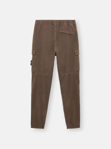 Stone Island Stretch Broken Twill Organic Cotton Old Effect Cargo Pants In Walnut Brown