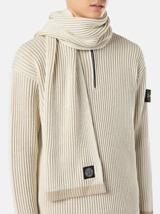 Stone Island Wool Scarf In Off White