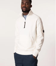 Load image into Gallery viewer, Cp Company Quarter Zip Polo Collar Sweatshirt In White
